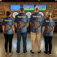 Load image into Gallery viewer, Blue Hexagon Splatter Funny Rooster Darts Polo &amp; 1/4-Zip Shirt Custom Dart Jersey For Men NYN3082