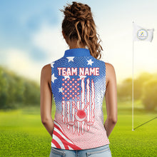 Load image into Gallery viewer, Red, Blue And White American Flag Golf Sleeveless Polo Shirts For Women Custom Patriot Golf Team Tournament NYN3255