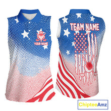Load image into Gallery viewer, Red, Blue And White American Flag Golf Sleeveless Polo Shirts For Women Custom Patriot Golf Team Tournament NYN3255