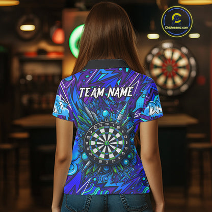 Comic Blast Dartboard Custom Blue Darts Shirt For Women - Name & Team For Players NYN0570