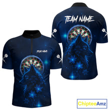 Load image into Gallery viewer, Blue Dark Lightning Wolf Dartboard Men's Darts Shirt - Custom Team Jersey NYN0577