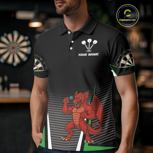 Custom Men's Darts Polo Jersey Dragon Plays Darts For Darts Team NYN0772