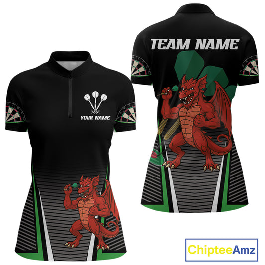 Custom Women's Darts Quarter-Zip Jersey Dragon Plays Darts For Darts Team NYN0772