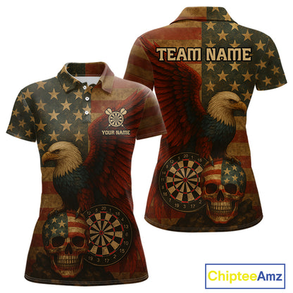 Custom Darts Shirt For Women Retro US Flag Patriotic Dart Jerseys, Vintage Dart Shirts NYN1122