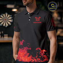 Load image into Gallery viewer, Custom Red Flames Skull Dart Arrow Dart Men Polo Jerseys Flame Dart Team Shirt NYN1707