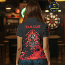 Load image into Gallery viewer, Custom Red Flames Skull Dart Arrow Dart Women Polo Jerseys Flame Dart Team Shirt NYN1707