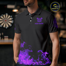 Load image into Gallery viewer, Custom Purple Flames Skull Dart Arrow Dart Men Polo Jerseys Flame Dart Team Shirt NYN1708