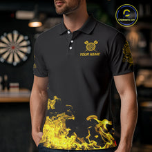 Load image into Gallery viewer, Custom Yellow Flames Skull Dart Arrow Dart Men Polo Jerseys Flame Dart Team Shirt NYN1709