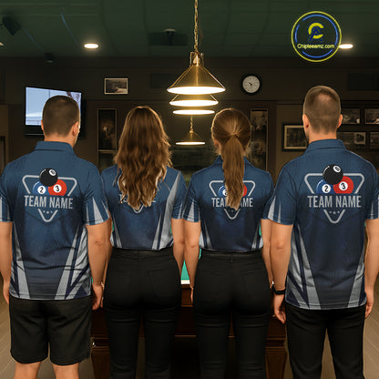 Personalized Dark Blue And Gray 8 Ball Billiard Pool Shirt For Women Custom Billiard Attire Team Jersey NYN3084