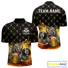 Load image into Gallery viewer, Beer Funny Rhino Play Pool 8 Ball men's quarter zip billiard shirt custom cue sports jersey, pool league apparel