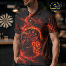 Load image into Gallery viewer, Custom Red Flames Grim Reaper Lightning Dart Men Polo Jerseys Outfits Dart Gifts NYN1719