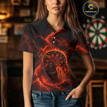 Load image into Gallery viewer, Custom Red Flames Grim Reaper Lightning Dart Women Polo Jerseys Outfits Dart Gifts NYN1719