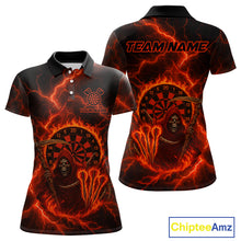 Load image into Gallery viewer, Custom Red Flames Grim Reaper Lightning Dart Women Polo Jerseys Outfits Dart Gifts NYN1719