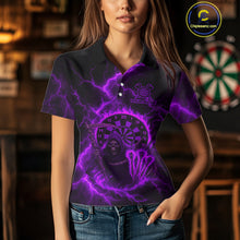 Load image into Gallery viewer, Custom Purple Flames Grim Reaper Lightning Dart Women Polo Jerseys Outfits Dart Gifts NYN1720