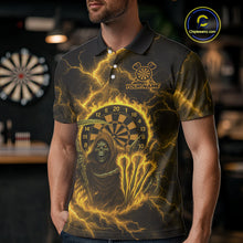 Load image into Gallery viewer, Custom Yellow Flames Grim Reaper Lightning Dart Men Polo Jerseys Outfits Dart Gifts NYN1721