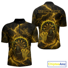 Load image into Gallery viewer, Custom Yellow Flames Grim Reaper Lightning Dart Men 1/4-Zip Jerseys Outfits Dart Gifts NYN1721