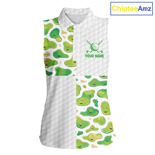 Personalized Womens Golf Sleeveless Polo Shirts Green Golf Courses Custom Name Golf Team Shirt Golf Gifts NYN2880