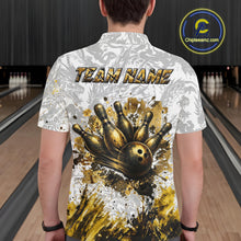 Load image into Gallery viewer, Splatter Black &amp; Gold Bowling Polo &amp; 1/4-Zip Shirt For Men Custom Gray Dragon Bowling Team Jersey NYN3269