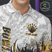 Load image into Gallery viewer, Splatter Black &amp; Gold Bowling Polo &amp; 1/4-Zip Shirt For Men Custom Gray Dragon Bowling Team Jersey NYN3269