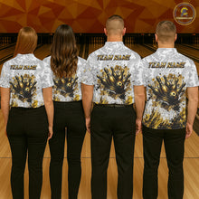 Load image into Gallery viewer, Splatter Black &amp; Gold Bowling Polo &amp; 1/4-Zip Shirt For Women Custom Gray Dragon Bowling Team Jersey NYN3269