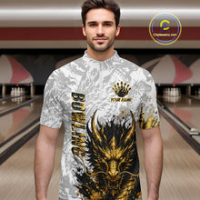 Load image into Gallery viewer, Splatter Black &amp; Gold Bowling Polo &amp; 1/4-Zip Shirt For Men Custom Gray Dragon Bowling Team Jersey NYN3269