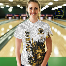Load image into Gallery viewer, Splatter Black &amp; Gold Bowling Polo &amp; 1/4-Zip Shirt For Women Custom Gray Dragon Bowling Team Jersey NYN3269