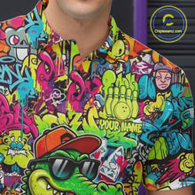 Load image into Gallery viewer, Funny Cool Crocodile Mens Bowling Shirts Custom Green Graffiti Team Bowling Jersey For Bowlers NYN3271