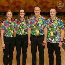 Load image into Gallery viewer, Funny Cool Crocodile Women Bowling Shirts Custom Green Graffiti Team Bowling Jersey For Bowlers NYN3271