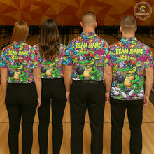 Load image into Gallery viewer, Funny Cool Crocodile Women Bowling Shirts Custom Green Graffiti Team Bowling Jersey For Bowlers NYN3271