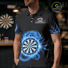 Load image into Gallery viewer, Custom Dragon Lighting Blue Dartboard Dart Polo Jerseys For Men Dart Team Shirt NYN1723