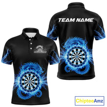 Load image into Gallery viewer, Custom Dragon Lighting Blue Dartboard Dart Polo Jerseys For Men Dart Team Shirt NYN1723