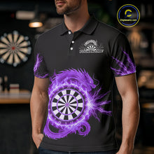 Load image into Gallery viewer, Custom Dragon Lighting Purple Dartboard Dart Polo Jerseys For Men Dart Team Shirt NYN1725