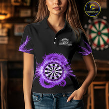 Load image into Gallery viewer, Custom Dragon Lighting Purple Dartboard Dart Polo Jerseys For Women Dart Team Shirt NYN1725
