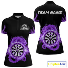 Load image into Gallery viewer, Custom Dragon Lighting Purple Dartboard Dart Quarter-Zip Jerseys For Women Dart Team Shirt NYN1725