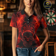 Load image into Gallery viewer, Custom Red Skull Lightning Dartboard Dart Polo Jerseys For Women Outfits Dart Shirts NYN1727