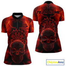 Load image into Gallery viewer, Custom Red Skull Lightning Dartboard Dart Quarter-Zip Jerseys For Women Outfits Dart Shirts NYN1727