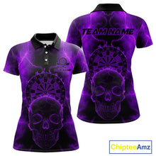 Load image into Gallery viewer, Custom Purple Skull Lightning Dartboard Dart Polo Jerseys For Women Outfits Dart Shirts NYN1728