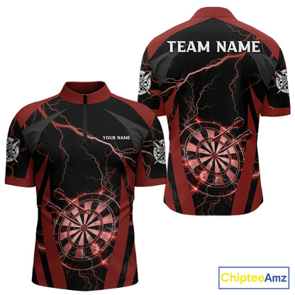 Custom Thunder Lightning Darts Polo & 1/4 Zip Shirt For Men Red Darts Thunder Team Jerseys NYN2889
