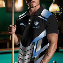 Load image into Gallery viewer, Custom Flame 8 Ball Pool Men Billiard Ball Shirts Gradient Blue &amp; Silver Billiard Pool Jerseys NYN2895