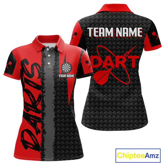 Women's Custom Dart Shirt - Maroon & Black Pattern With Bold Darts | Personalized Name NYN0326