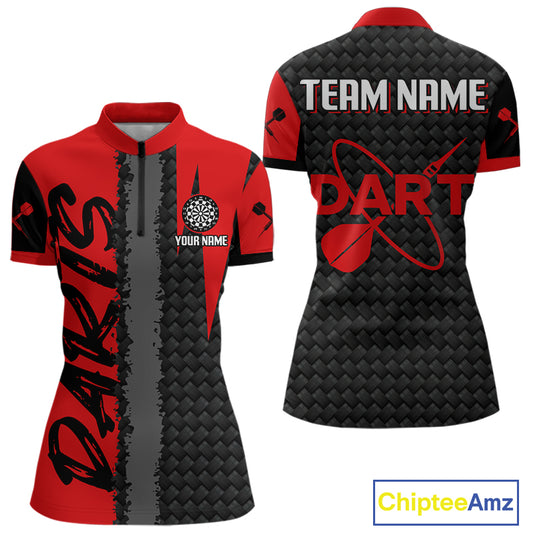 Women's Custom Dart Shirt - Maroon & Black Pattern With Bold Darts | Personalized Name NYN0326