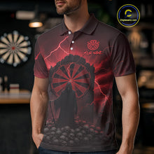Load image into Gallery viewer, Custom Multi-Skull Lightning Red Dartboard Dart Men Polo Jerseys Grim Reaper Dart Shirts NYN1736
