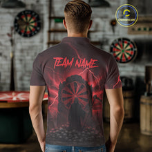 Load image into Gallery viewer, Custom Multi-Skull Lightning Red Dartboard Dart Men Polo Jerseys Grim Reaper Dart Shirts NYN1736