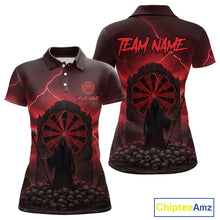 Load image into Gallery viewer, Custom Multi-Skull Lightning Red Dartboard Dart Women Polo Jerseys Grim Reaper Dart Shirts NYN1736