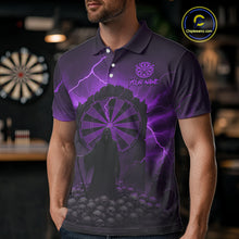Load image into Gallery viewer, Custom Multi-Skull Lightning Purple Dartboard Dart Men Polo Jerseys Grim Reaper Dart Shirts NYN1737