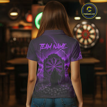 Load image into Gallery viewer, Custom Multi-Skull Lightning Purple Dartboard Dart Women Polo Jerseys Grim Reaper Dart Shirts NYN1737
