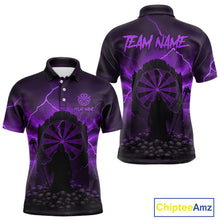 Load image into Gallery viewer, Custom Multi-Skull Lightning Purple Dartboard Dart Men Polo Jerseys Grim Reaper Dart Shirts NYN1737