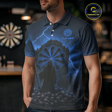 Load image into Gallery viewer, Custom Multi-Skull Lightning Blue Dartboard Dart Men Polo Jerseys Grim Reaper Dart Shirts NYN1738