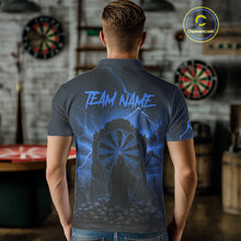 Load image into Gallery viewer, Custom Multi-Skull Lightning Blue Dartboard Dart Men Polo Jerseys Grim Reaper Dart Shirts NYN1738