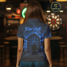 Load image into Gallery viewer, Custom Multi-Skull Lightning Blue Dartboard Dart Women Polo Jerseys Grim Reaper Dart Shirts NYN1738
